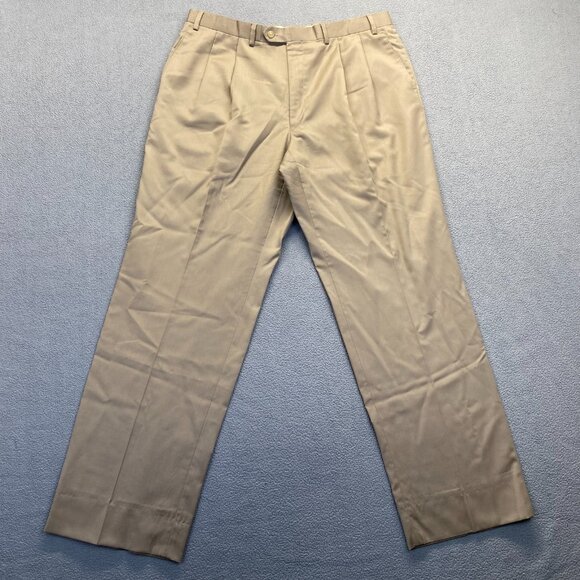 Ralph Lauren Dress Pants Mens Size P 38 beige‎ 92% Wool 8% Cashmere,Pleated - Picture 1 of 7